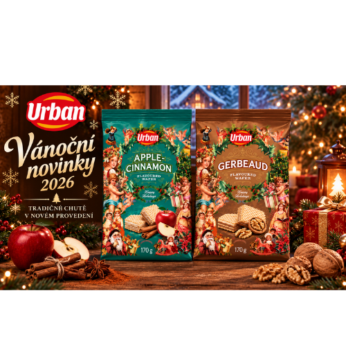 Vánoční oplatky URBAN Apple-Cinnamon a Gerbeaud 170 g pro sezónu 2026