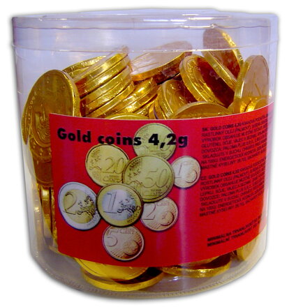 ČOKOLÁDOVÉ MINCE 4,2g (balenie:150ks 1ks od 0,06eur)(exp.21/08/25)