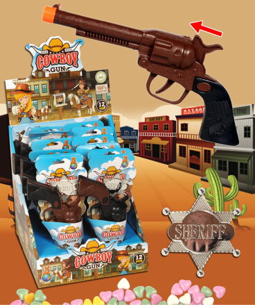 COWBOY GUN 10g hračka + bonbóny (Balení:12ks 1ks=27Kč)