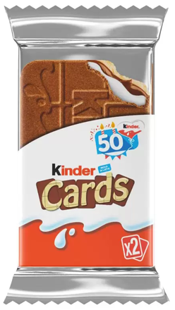 KINDER CARDS 25,6g plněná mléčná tyčinka KINDER CARDS 25,6g plněná mléčná tyčinka