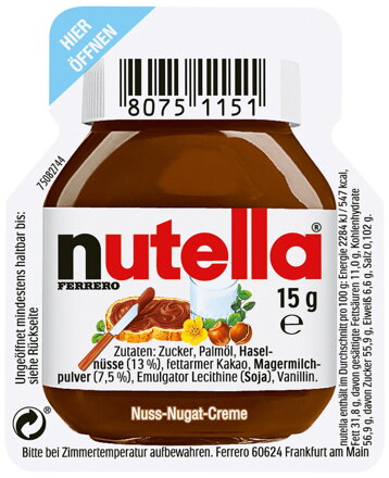 NUTELLA 15g lískooříškový krém (cena od 6Kč)