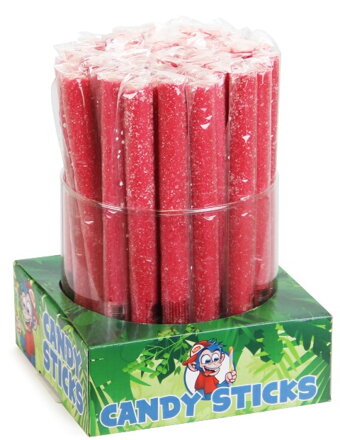 CANDY STICK 55g jahodové kyselé lízátko (Balení: 45ks 1ks=15Kč)