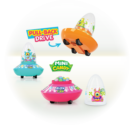 JOHNY BEE ALIEN CAR 16g hračka s bonbóny