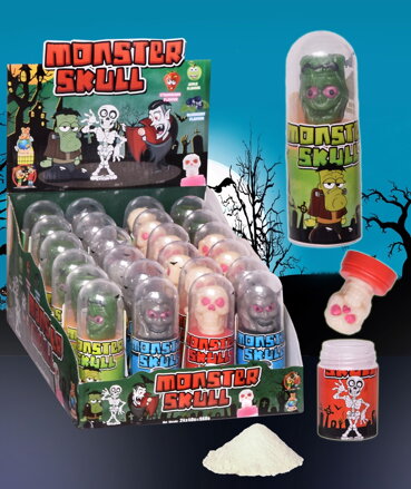 SKULLS MONSTER 10g lízátko s práškem (Balení:24ks 1ks=24,70Kč)(exp.09/2025)