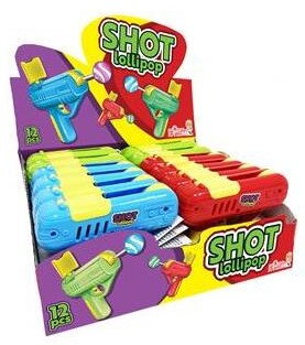 SHOT LOLLIPOP 8g lízátko s hračkou(Balení:12ks 1ks od 23,50Kč)