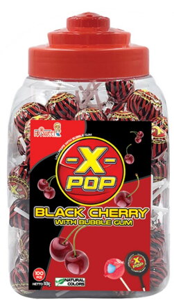 X-POP BLACK CHERRY 18g višňová lízátka (Balení: 100ks 1ks od 2,30Kč)