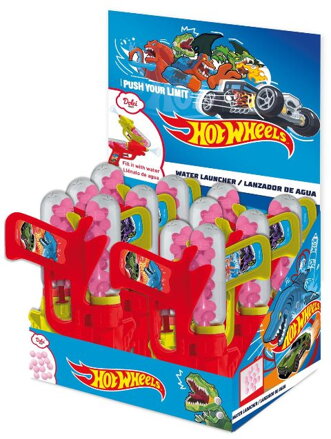 HOT WHEELS WATER GUN 12g hračka s cukrovinkami (Balení:12ks 1ks=45,90Kč)