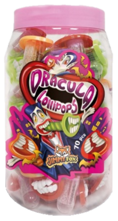 DRACULA LOLLIPOPS 4,5g lízátko s hračkou (Balení:70ks 1ks od 4,60Kč)