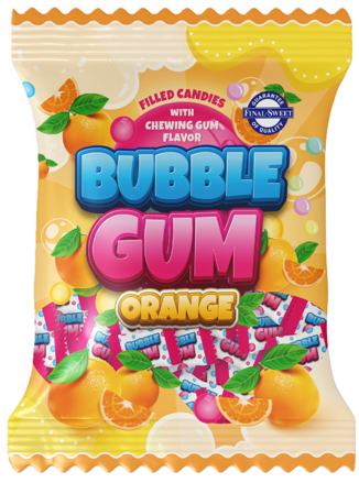 BUBBLE GUM ORANGE 65g žvýkačkové bonbóny (pomeranč)