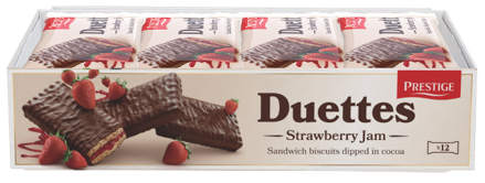 DUETTES STRAWBERRY 22g jahodové koláčky (Balení: 12ks 1ks od 4,60Kč)
