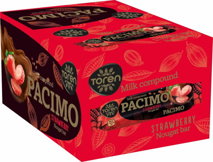PACIMO JAHODA 23g čokoládová tyčinka(Balení:24ks 1ks od 3,50Kč)
