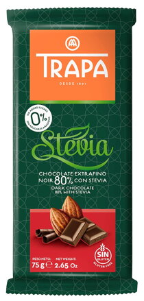 TRAPA STEVIA 75g 80% hořká čokoláda