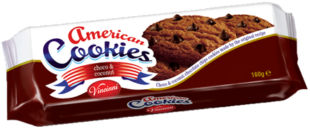 AMERICAN COOKIES 160g čokoládovo-kokosové sušenky