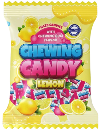 BUBBLE GUM LEMON 65g žvýkačkové bonbóny (citron)