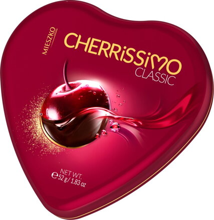 CHERRISSIMO SRDCE 52g višňe v čokoláde (plech)