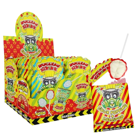 NUCLEAR STRIKE POPPING LOLLIPOP 15g lízátko s práškem (Balení:36ks 1ks=5,90Kč)