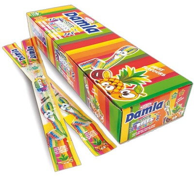 DAMLA RAINBOW 15g kyselé pásky (Balenie:72ks 1ks=2,90Kč)