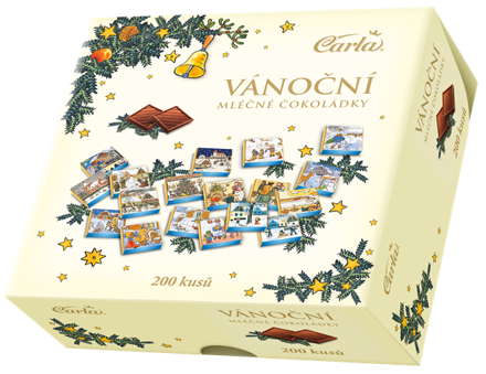 VÁNOCE BOX LADA 1kg mléčné čokoládky (Balení:200ks 1ks=3kč) VÁNOCE BOX LADA 1kg mléčné čokoládky (Balení:200ks 1ks=3kč)