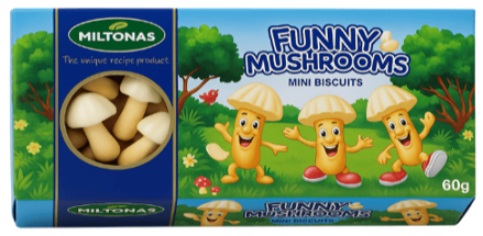 FUNNY MUSHROOMS 60g sušenky s bílou čokoládou