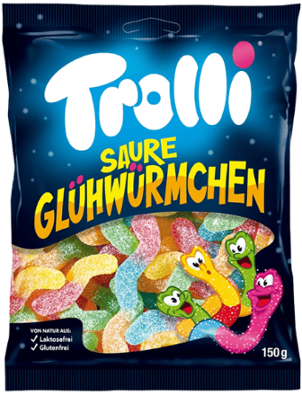 TROLLI SOUR GLOHWURMCHEN 150g želé bonbóny TROLLI SOUR GLOHWURMCHEN 150g želé bonbóny
