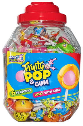 FRUITY POP 16g lízátka se žvýkačkou (Balení:100ks 1ks od 2,50Kč)
