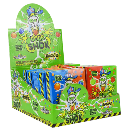 SOUR SHOCK ROCKIES 50g kyselé bonbóny (Balení:18ks 1ks=13,50Kč)