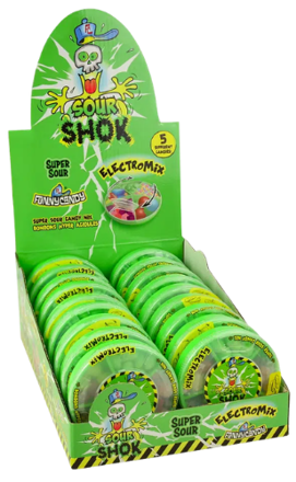 SOUR SHOCK ELEKTROMIX 60g kyselé bonbóny (Balení:18ks 1ks=21Kč)