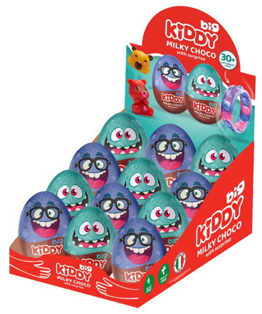 KIDDY BIG EGGS 110g cukrovinka s hračkou (Baleni:12ks 1ks=45Kč)