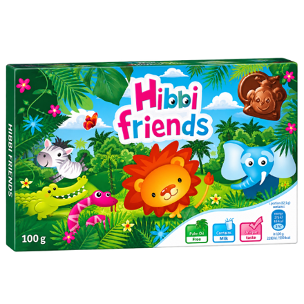 HIBBI FRIENDS 100g mléčná čokoláda 3D