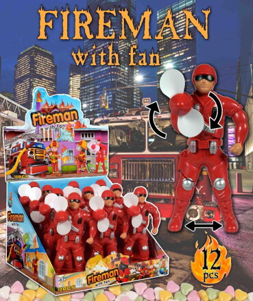 FIREMAN WITH FAN 10g hračka+cukríky (Balení:12ks 1ks=27Kč)