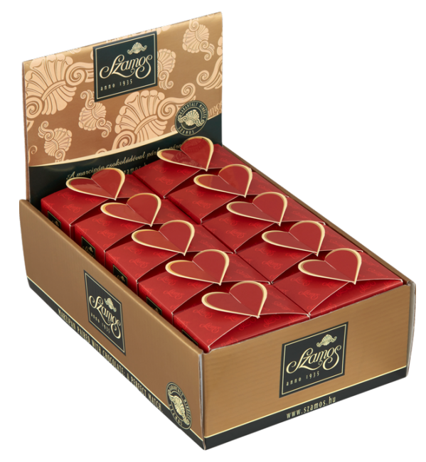 SZAMOS SRDCE BOX 13g marcipán v čokoláde (Balení:30ks 1ks=39Kč)