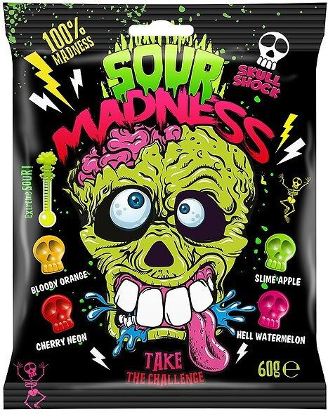 SOUR MADNESS BLACK 60g superkyselé bonbóny SOUR MADNESS BLACK 60g superkyselé bonbóny