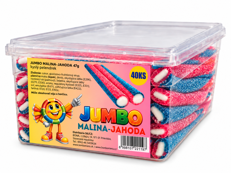 JUMBO 47g jahoda-malina kyselá (Balení:40ks 1ks=8,50Kč)