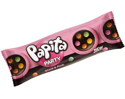 PAPITA PARTY 63g jahodové sušenky s lentilkami PAPITA PARTY 63g jahodové sušenky s lentilkami