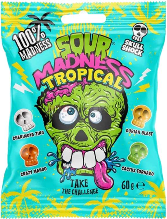 SOUR MADNESS BLUE 60g superkyselé bonbóny SOUR MADNESS BLUE 60g superkyselé bonbóny