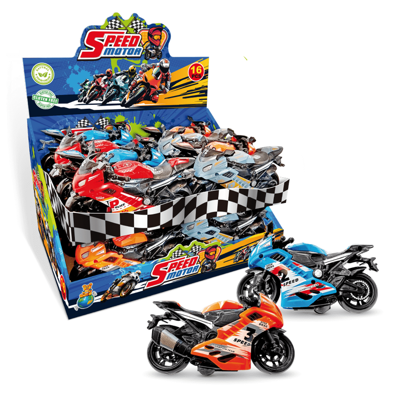 SPEED MOTO 10g hračka+bonbony (Balení:16ks 1ks=31,70Kč) SPEED MOTO 10g hračka+bonbony (Balení:16ks 1ks=31,70Kč)