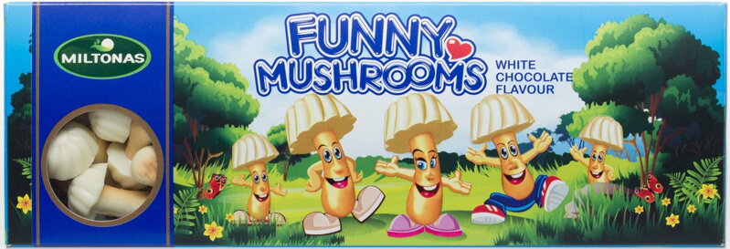FUNNY MUSHROOMS 170g sušenky s bílou čokoládou FUNNY MUSHROOMS 170g sušenky s bílou čokoládou