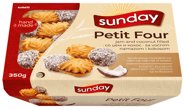 PETIT FOUR 350g meruňkovo kokosové koláče PETIT FOUR 350g meruňkovo kokosové koláče