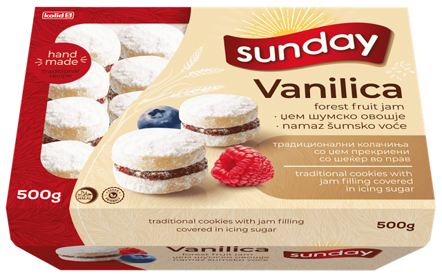 SUNDAY VANILICA 500g vanilkové s džemem SUNDAY VANILICA 500g vanilkové s džemem