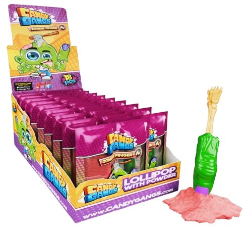 CANDY GANGS ZOMBIE FINGER 35g lizátko s práškem (Balení:18ks 1ks=14,50Kč) CANDY GANGS ZOMBIE FINGER 35g lizátko s práškem (Balení:18ks 1ks=14,50Kč)