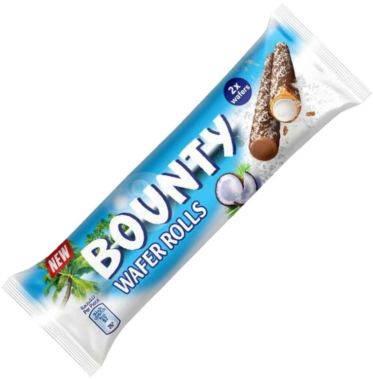 BOUNTY ROLLS 22,5g kokosové trubičky (exp.15/07/25) BOUNTY ROLLS 22,5g kokosové trubičky (exp.15/07/25)