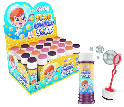 STAR BUBBLE 50ml bublifuk s bonbóny (Balení:24ks 1ks=6,90Kč) STAR BUBBLE 50ml bublifuk s bonbóny (Balení:24ks 1ks=6,90Kč)