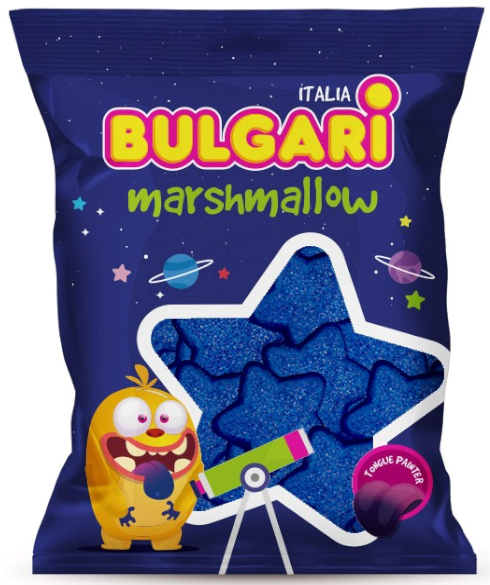 BULGARI BLUE STAR 150g marschmallow bonbóny BULGARI BLUE STAR 150g marschmallow bonbóny