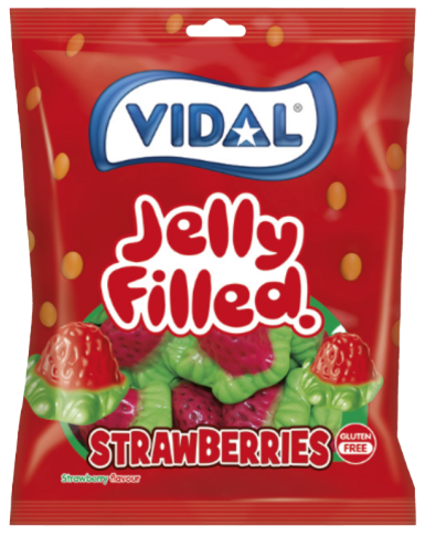 VIDAL STREWBERRIES 90g plněné želé bonbóny VIDAL STREWBERRIES 90g plněné želé bonbóny