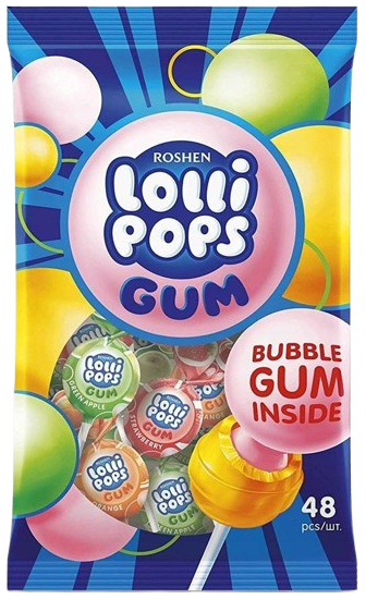 LOLLIPOPS FRUIT 19g lízátko so zvýkačkou (Balení:48ks 1ks od 2Kč) LOLLIPOPS FRUIT 19g lízátko so zvýkačkou (Balení:48ks 1ks od 2Kč)