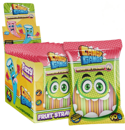 CANDY GANGS MONSTER STRAW 90g cukrovinka (Balení:16ks 1ks=22,50Kč)