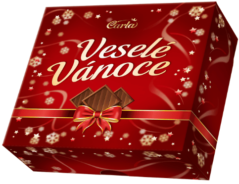 VESELÉ VÁNOCE BOX 1kg mléčné čokoládky (Balení:200ks 1ks=3Kč)
