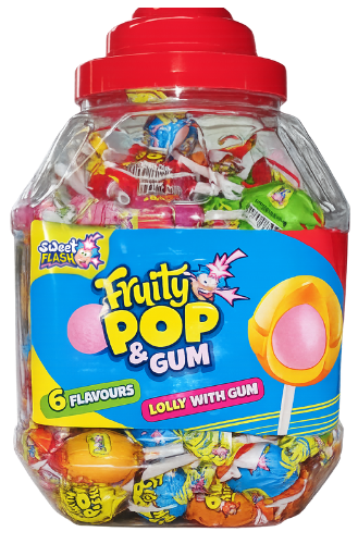 FRUITY POP 16g lízátka se žvýkačkou (Balení:100ks 1ks od 2,50Kč)