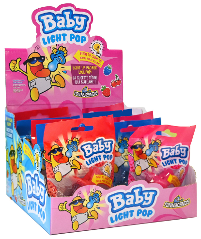 BABY LIGHT POP 18g svítící lízátko (Balení:12ks 1ks=19,50Kč)