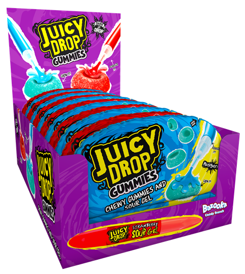 BAZOOKA JUICE DROP GUMMIES BLUE/RED 57g cukrovinka (Balení:12ks 1ks=39Kč)